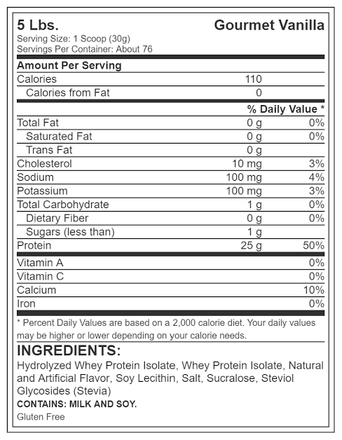 ISO 100 hydrolyzed 5Lb